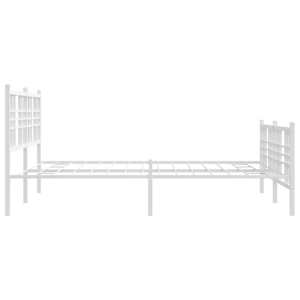 Kovový rám postele s hlavovým a nožním čelem bílý 150 x 200 cm - obrázek 5