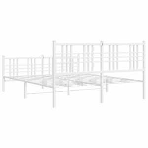 Kovový rám postele s hlavovým a nožním čelem bílý 150 x 200 cm - obrázek 6