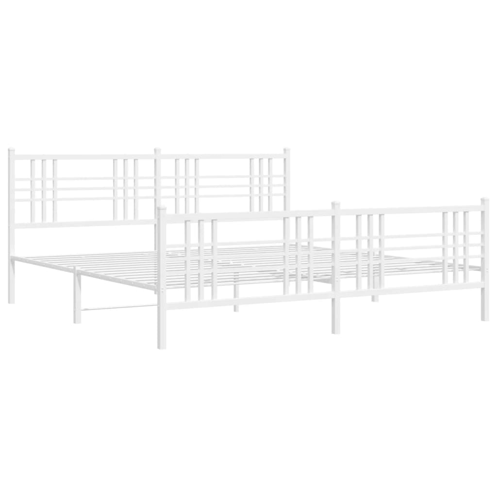 vidaXL Bedframe met hoofd- en voeteneinde metaal wit 193x203 cm afbeelding