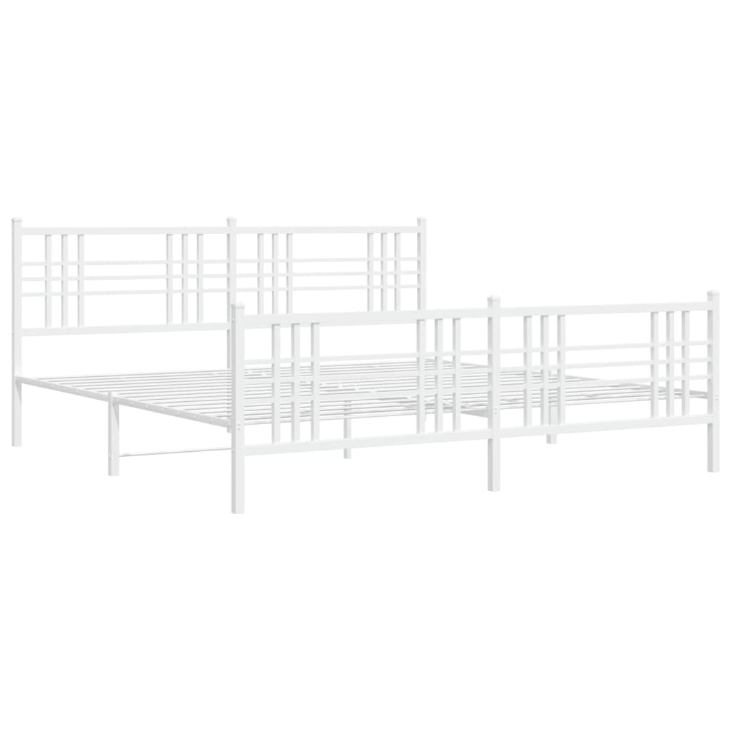 vidaXL Bedframe met hoofd- en voeteneinde metaal wit 200x200 cm afbeelding