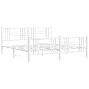 Kovový rám postele s hlavovým a nožním čelem bílý 200 x 200 cm - obrázek 3