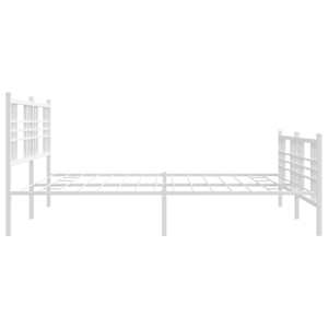 Kovový rám postele s hlavovým a nožním čelem bílý 200 x 200 cm - obrázek 5