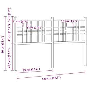 Kovové náhradní čelo postele bílé 120 cm - obrázek 6