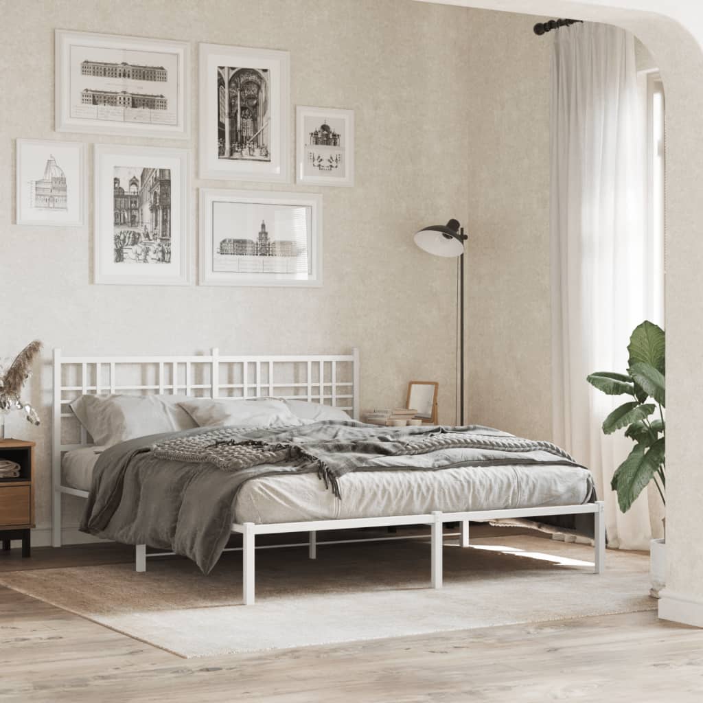 vidaXL Hoofdbord 160 cm metaal wit afbeelding