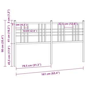 Kovové náhradní čelo postele bílé 160 cm - obrázek 6