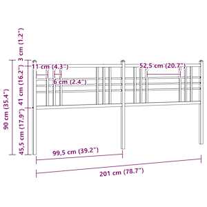 Kovové náhradní čelo postele bílé 200 cm - obrázek 6