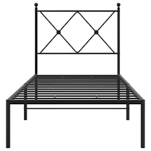 Kovový rám postele s čelem černý 75 x 190 cm - obrázek 4