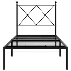 Kovový rám postele s čelem černý 80 x 200 cm - obrázek 4