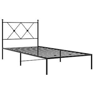 Kovový rám postele s čelem černý 90 x 190 cm - obrázek 3