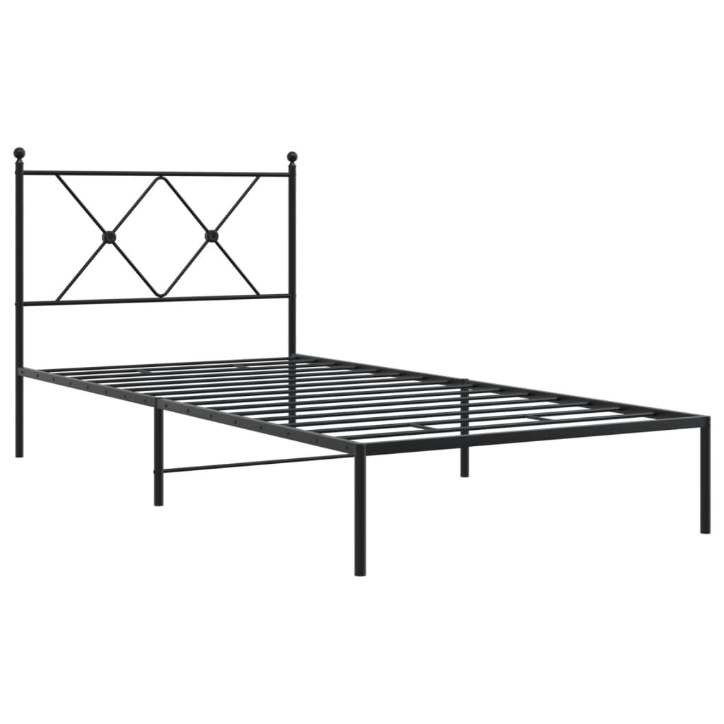 vidaXL Bedframe met hoofdbord metaal zwart 90x200 cm afbeelding