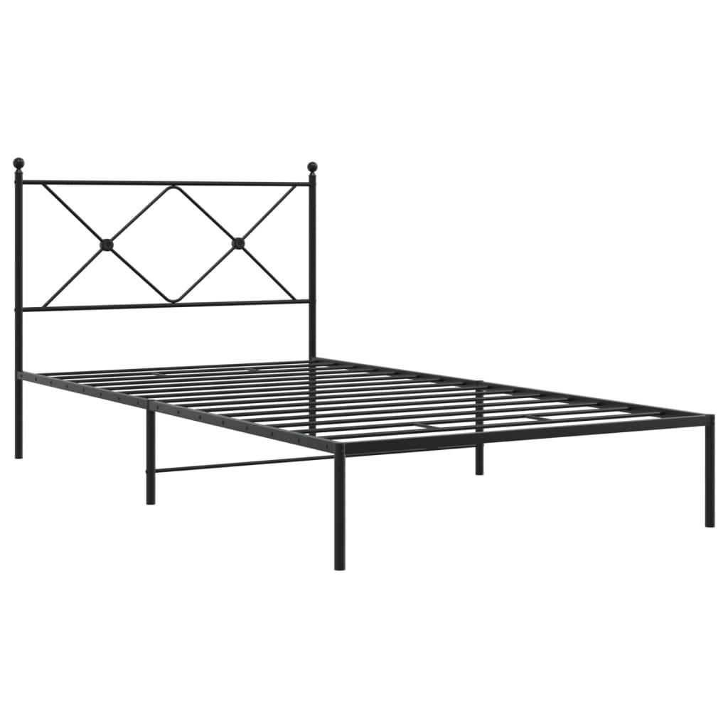 vidaXL Bedframe met hoofdbord metaal zwart 100x200 cm, foto 2