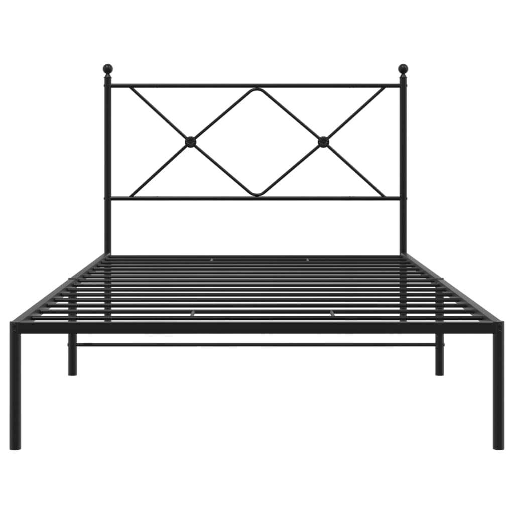 vidaXL Bedframe met hoofdbord metaal zwart 100x200 cm, foto 4