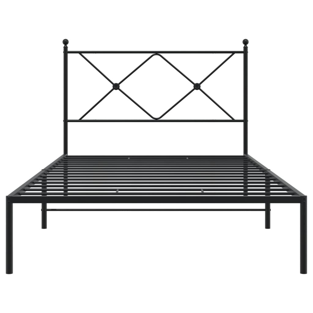 vidaXL Bedframe met hoofdbord metaal zwart 107x203 cm, foto 4