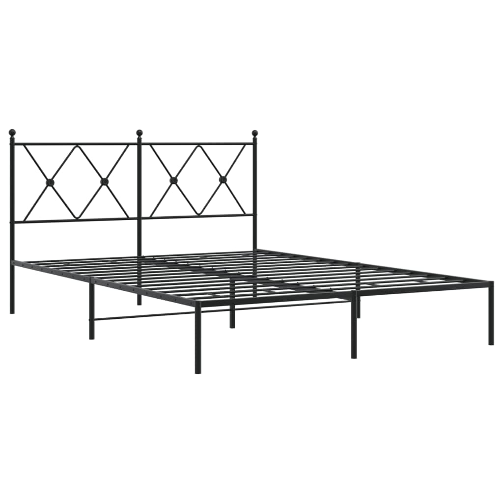 vidaXL Bedframe met hoofdbord metaal zwart 135x190 cm afbeelding
