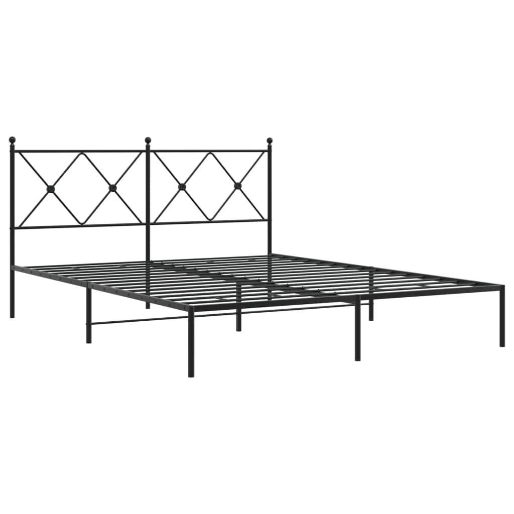 vidaXL Bedframe met hoofdbord metaal zwart 160x200 cm, foto 2