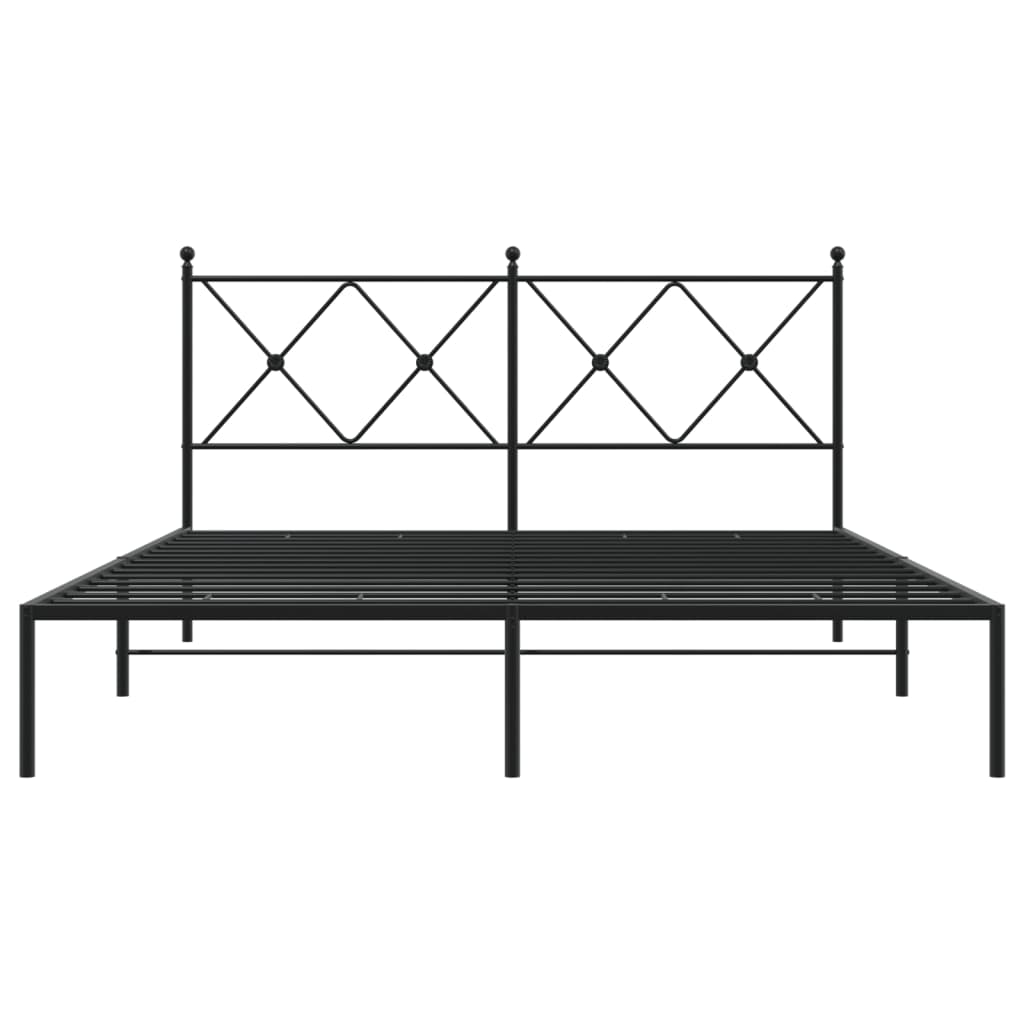 vidaXL Bedframe met hoofdbord metaal zwart 160x200 cm, foto 4