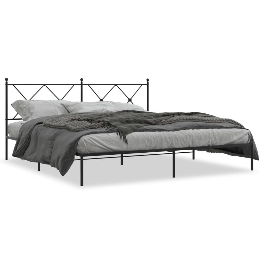 vidaXL Bedframe met hoofdbord metaal zwart 183x213 cm, foto 3
