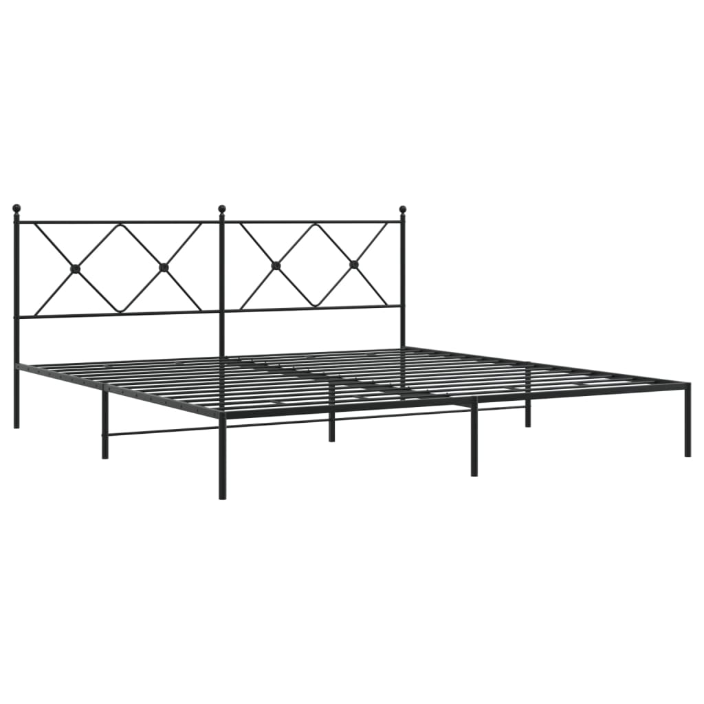 vidaXL Bedframe met hoofdbord metaal zwart 183x213 cm, foto 2