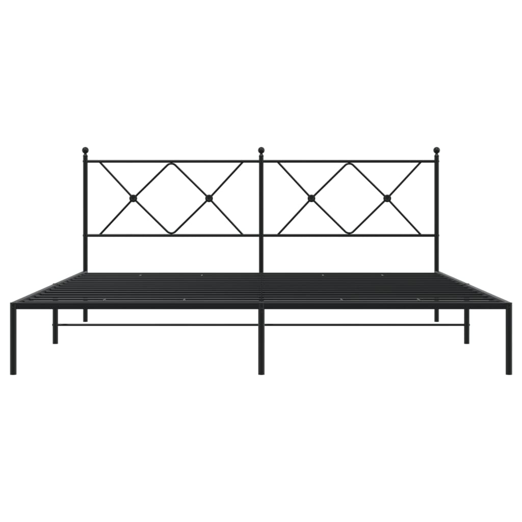vidaXL Bedframe met hoofdbord metaal zwart 183x213 cm, foto 4