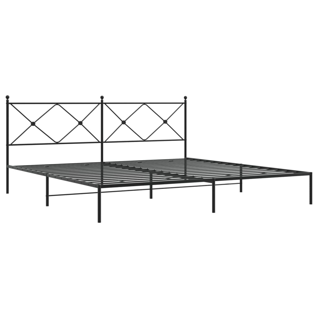 vidaXL Bedframe met hoofdbord metaal zwart 200x200 cm, foto 2