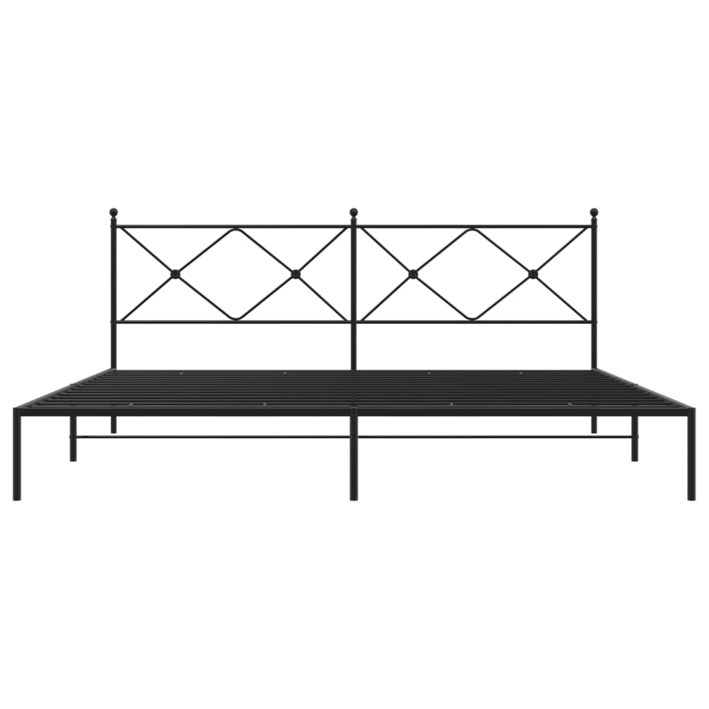 vidaXL Bedframe met hoofdbord metaal zwart 200x200 cm, foto 4