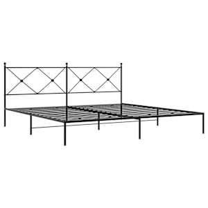 Kovový rám postele s čelem černý 200 x 200 cm - obrázek 3
