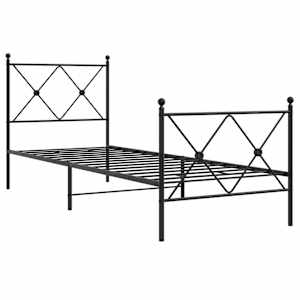 Kovový rám postele s hlavovým a nožním čelem černý 75 x 190 cm - obrázek 3