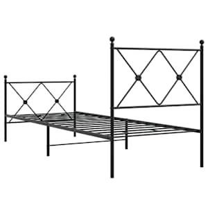 Kovový rám postele s hlavovým a nožním čelem černý 75 x 190 cm - obrázek 6