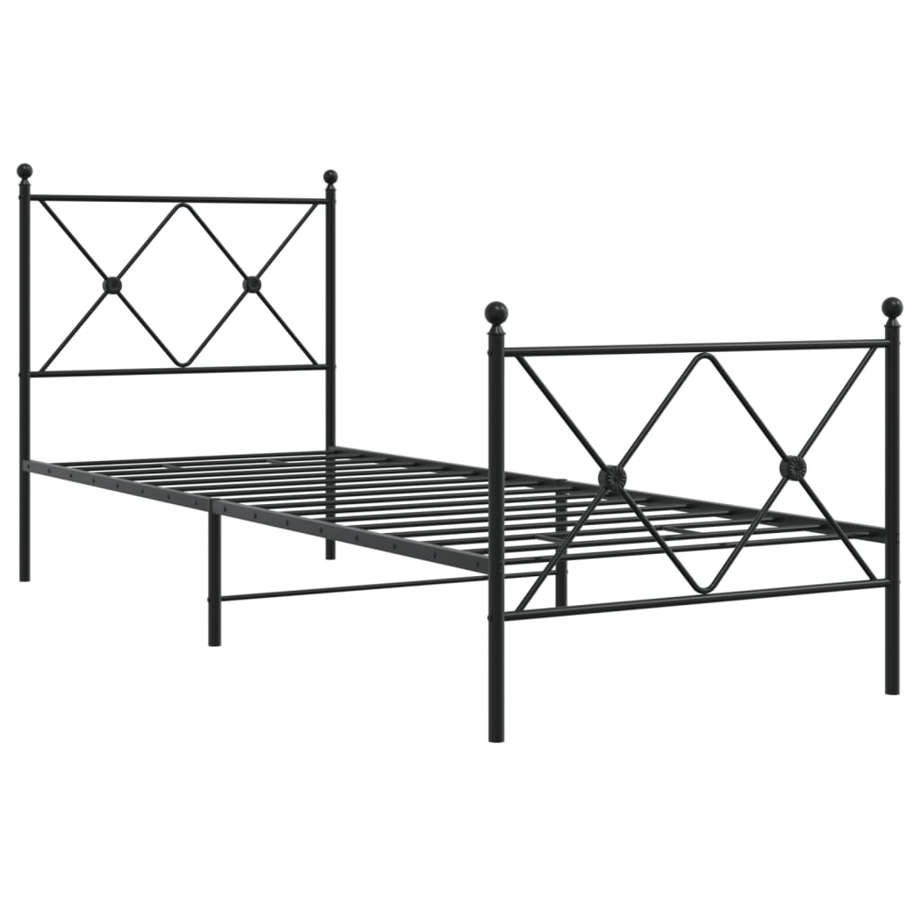 vidaXL Bedframe met hoofd- en voeteneinde metaal zwart 80x200 cm, foto 2