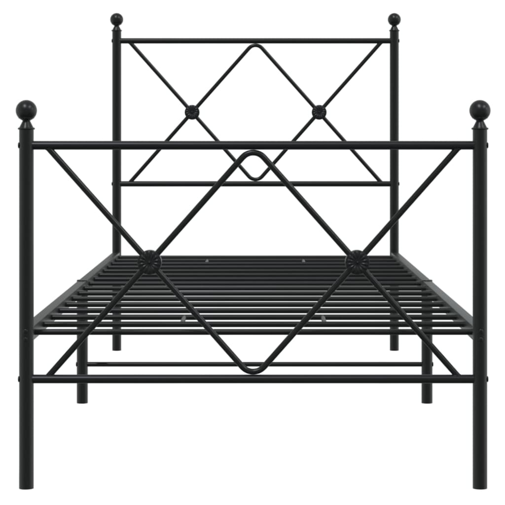 vidaXL Bedframe met hoofd- en voeteneinde metaal zwart 80x200 cm, foto 4
