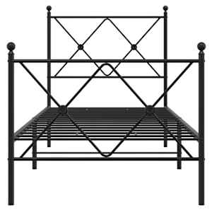 Kovový rám postele s hlavovým a nožním čelem černý 80 x 200 cm - obrázek 4