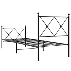 Kovový rám postele s hlavovým a nožním čelem černý 80 x 200 cm - obrázek 6