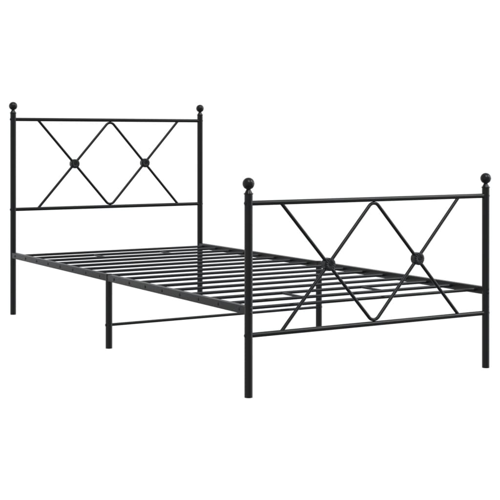 vidaXL Bedframe met hoofd- en voeteneinde metaal zwart 90x190 cm, foto 2