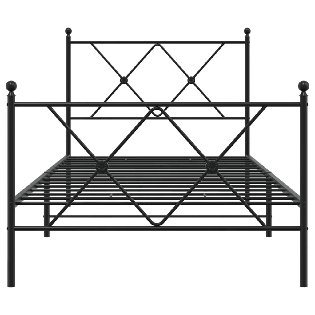 vidaXL Bedframe met hoofd- en voeteneinde metaal zwart 90x190 cm, foto 4