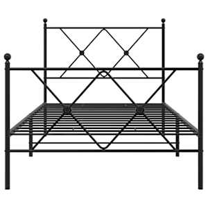 Kovový rám postele s hlavovým a nožním čelem černý 90 x 190 cm - obrázek 4