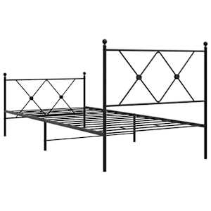 Kovový rám postele s hlavovým a nožním čelem černý 90 x 190 cm - obrázek 6
