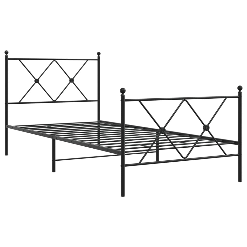vidaXL Bedframe met hoofd- en voeteneinde metaal zwart 90x200 cm, foto 2