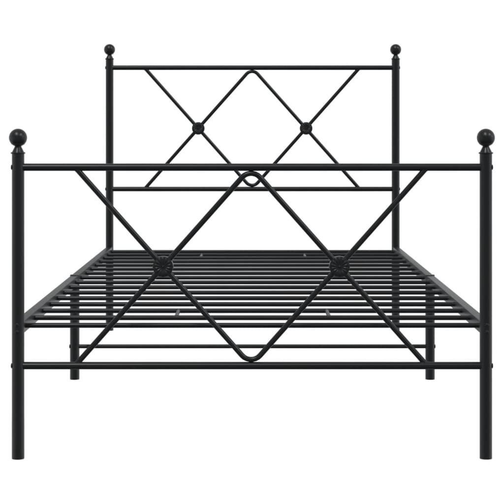 vidaXL Bedframe met hoofd- en voeteneinde metaal zwart 90x200 cm, foto 4