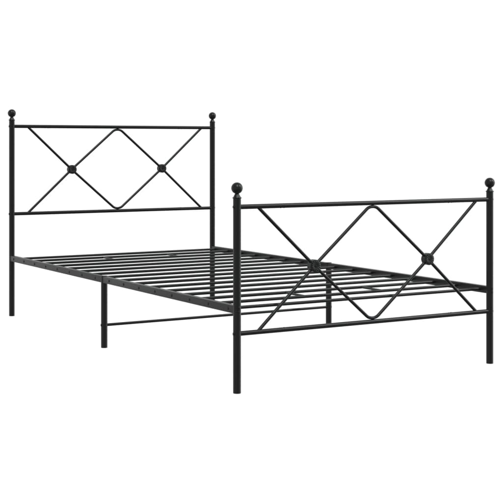 vidaXL Bedframe met hoofd- en voeteneinde metaal zwart 100x190 cm, foto 2