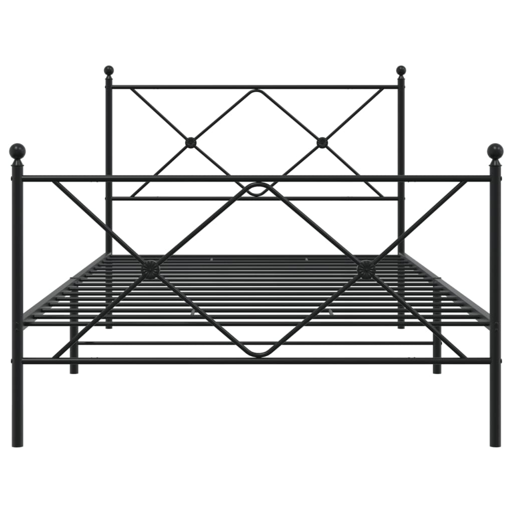vidaXL Bedframe met hoofd- en voeteneinde metaal zwart 100x190 cm, foto 4