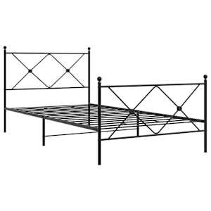 Kovový rám postele s hlavovým a nožním čelem černý 100 x 190 cm - obrázek 3