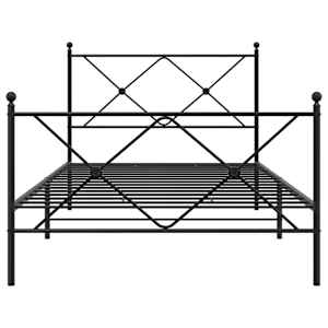 Kovový rám postele s hlavovým a nožním čelem černý 100 x 190 cm - obrázek 4