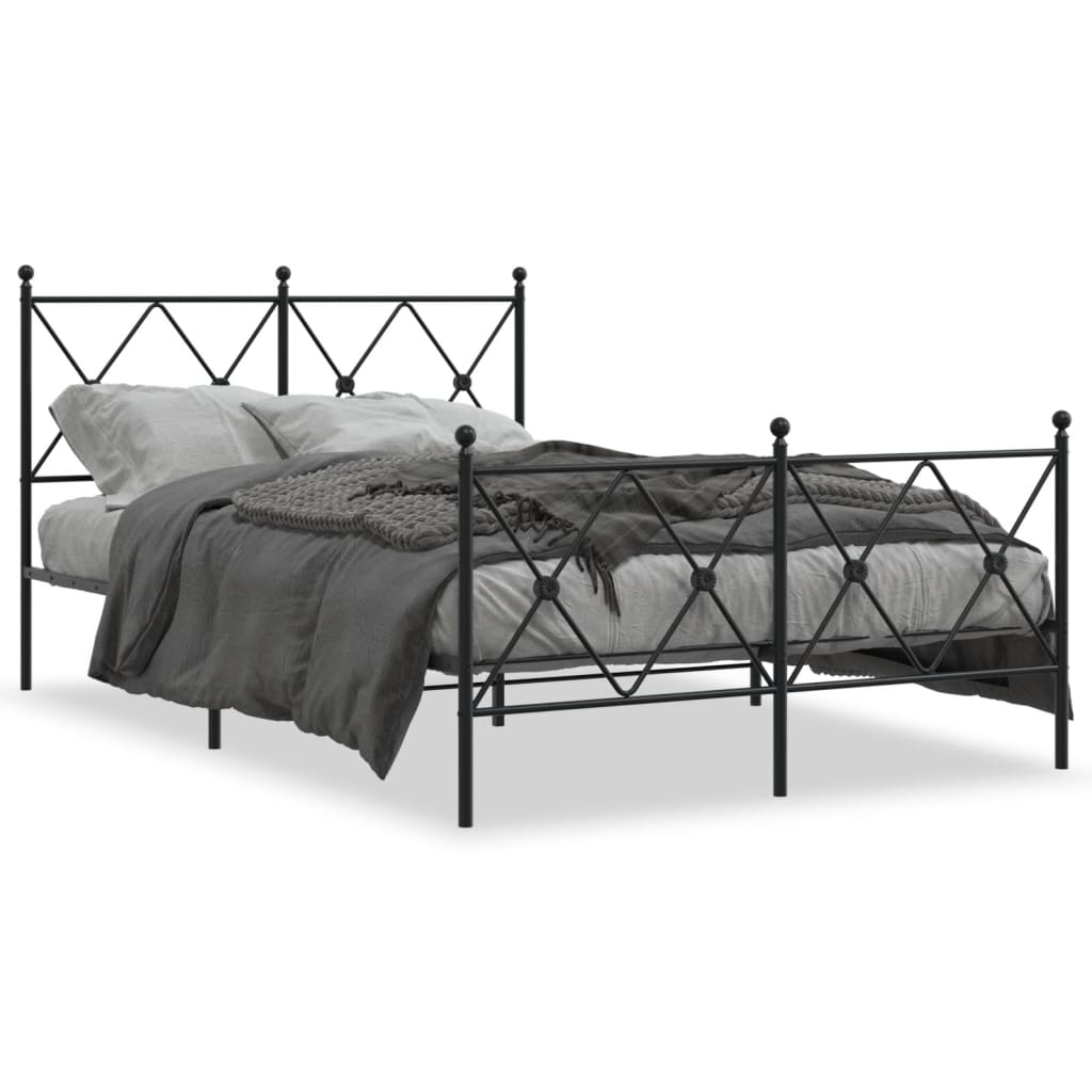 vidaXL Bedframe met hoofd- en voeteneinde metaal zwart 120x190 cm, foto 3