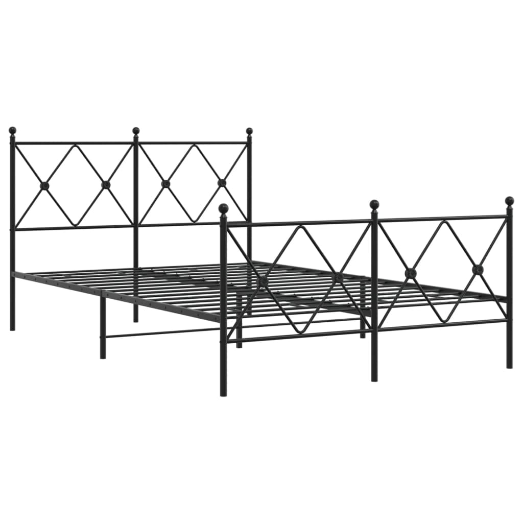 vidaXL Bedframe met hoofd- en voeteneinde metaal zwart 120x190 cm, foto 2