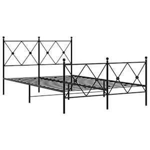 Kovový rám postele s hlavovým a nožním čelem černý 120 x 190 cm - obrázek 3
