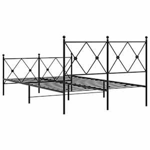 Kovový rám postele s hlavovým a nožním čelem černý 120 x 190 cm - obrázek 6