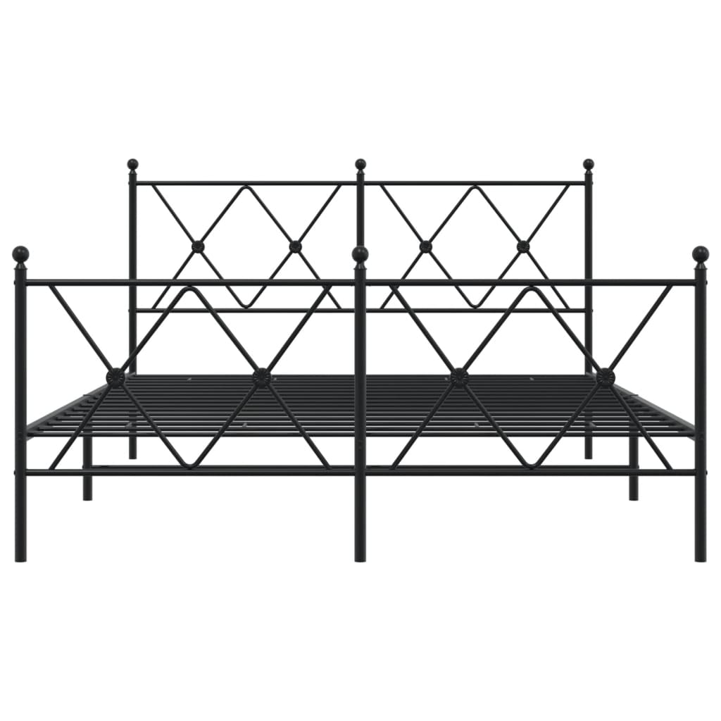 vidaXL Bedframe met hoofd- en voeteneinde metaal zwart 137x190 cm, foto 4