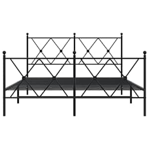Kovový rám postele s hlavovým a nožním čelem černý 137 x 190 cm - obrázek 4