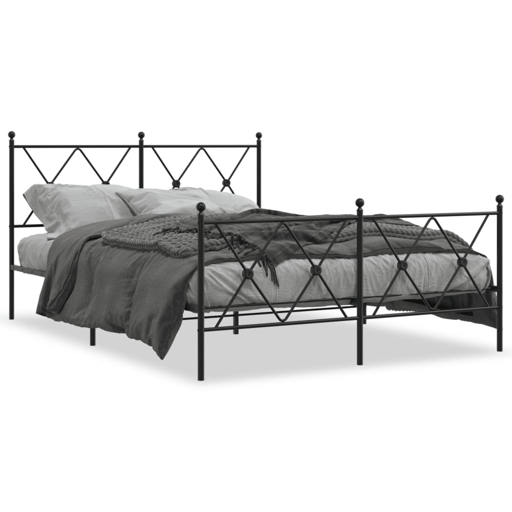 vidaXL Bedframe met hoofd- en voeteneinde metaal zwart 140x190 cm, foto 3