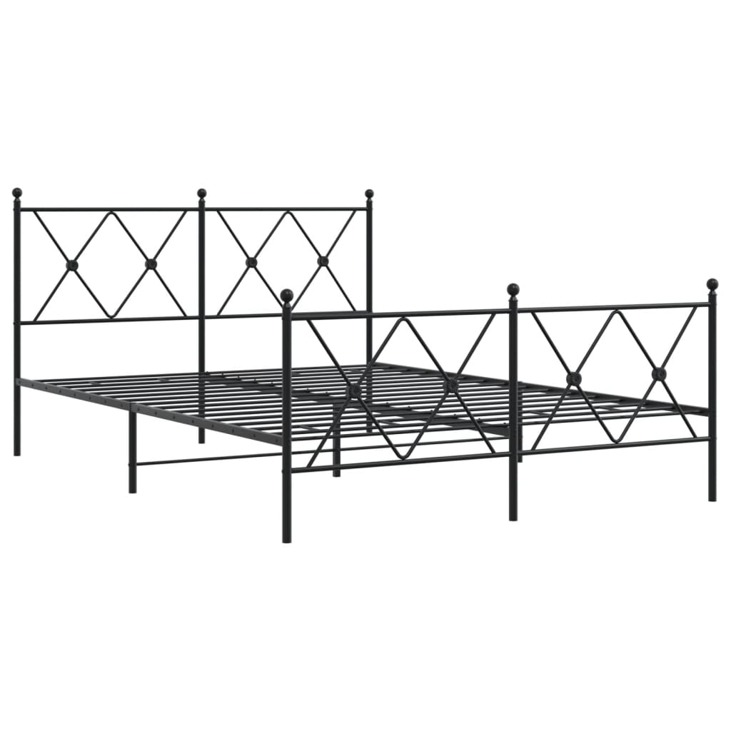 vidaXL Bedframe met hoofd- en voeteneinde metaal zwart 140x190 cm afbeelding